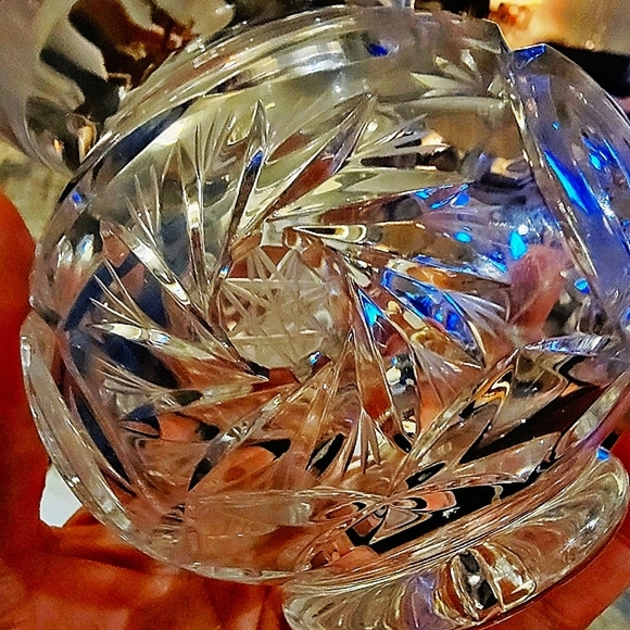 #Vintage #CrystalClear Polish 24% Lead Crystal Vase Floral Starburst Pattern - Picture 2 of 10